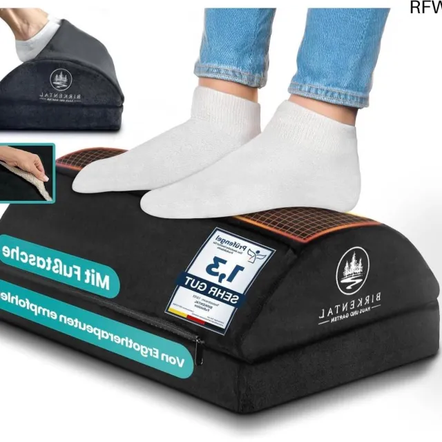 RFWR Ergonomische Voetensteun voor Bureau, Hoogte Verstelbaar met Antislip, Comfortabel en Praktisch Kantooraccessoire Zwart