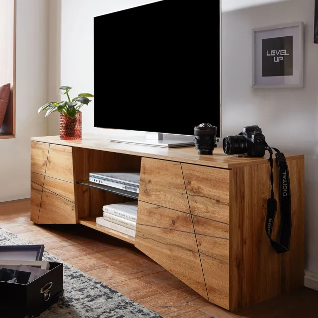Sky Style Lowboard hout eiken decor 160x50x40 cm TV-dressoir met 2 deuren -Design TV meubel hoog - TV meubel TV meubel modern - TV dressoir woonkamer Zie omschrijving