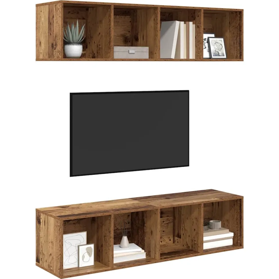 vidaXL Tv-meubelset 2 st 37 x 37 x 142,5 cm Oud Hout bruin, foto 3