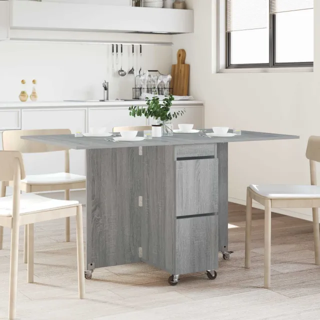 vidaXL Eettafel 140 x 80 x 77 cm Bewerkt hout Grijs Sonoma Rechthoekig