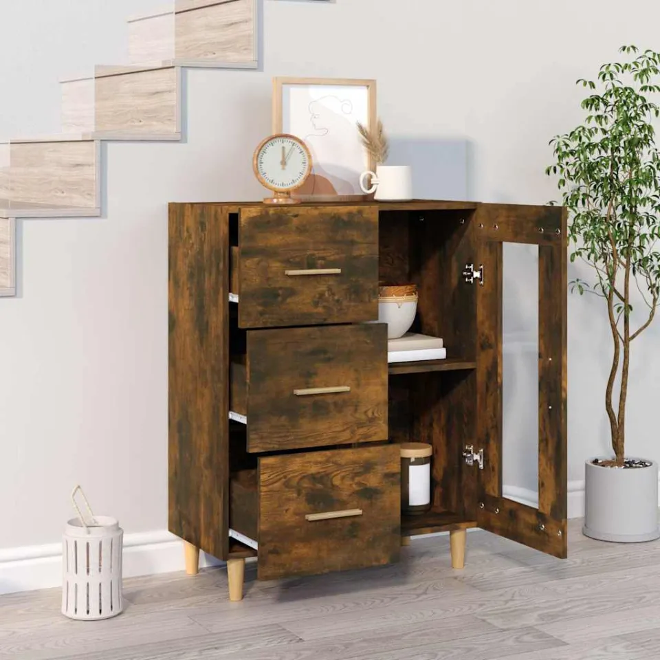 vidaXL Dressoir 69,5x34x90 cm bewerkt hout gerookt eikenkleurig, foto 3