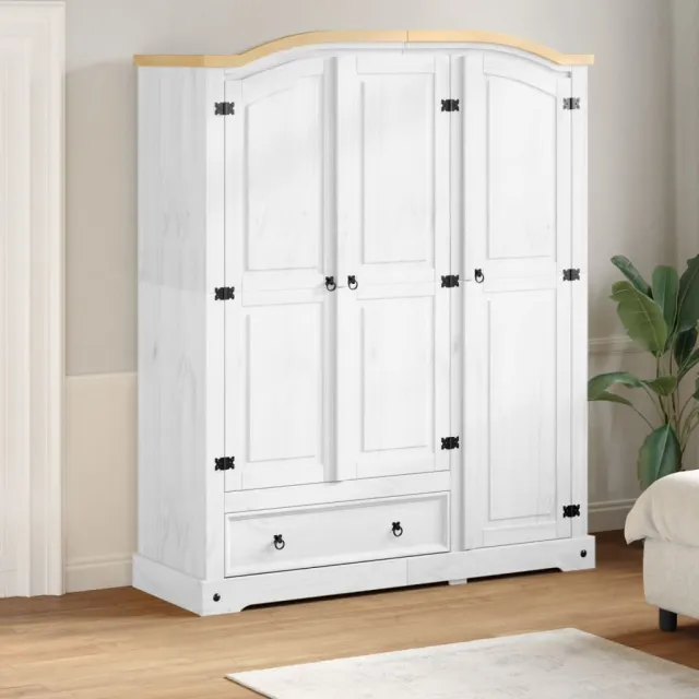 vidaXL Kledingkast Corona wit 151,5x52x186 cm massief grenenhout, foto 2