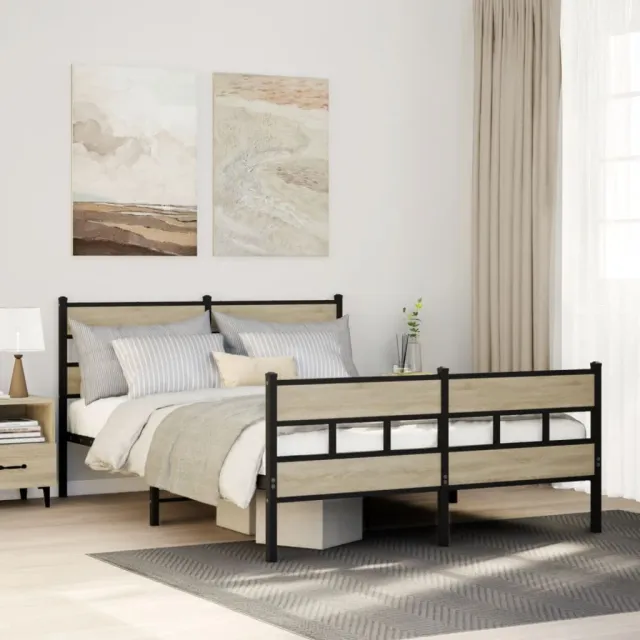 vidaXL Bedframe zonder matras metaal sonoma eikenkleurig 160x200 cm Bruin