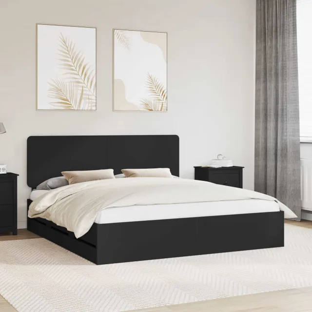 vidaXL Bedframe met lade met opslag Zwart 180 x 200 cm Ingenieurshout