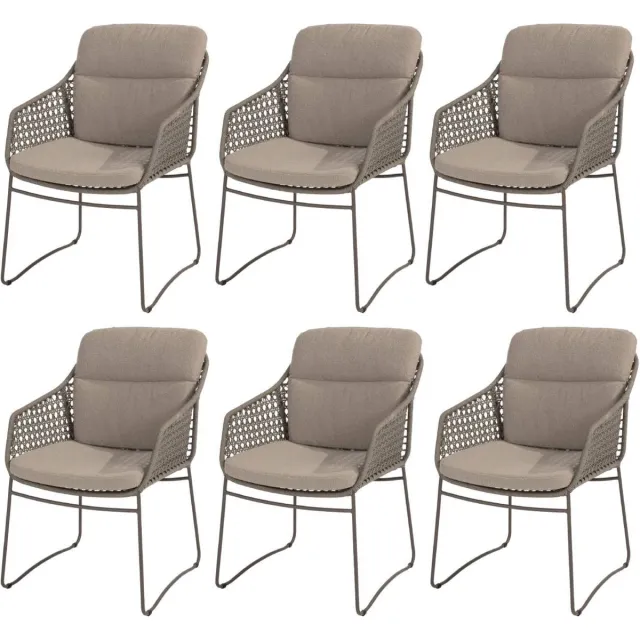 AVH-Collectie Barolo New York stoel bank dining loungeset 4 delig verstelbaar latte Zand / Latte / Linen