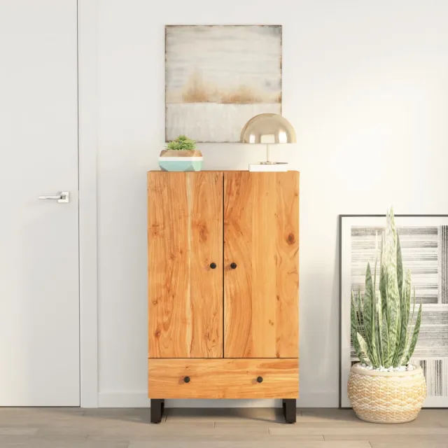 vidaXL Hoge kast met lade 60x33x100 cm massief acaciahout en ijzer bruin, foto 2