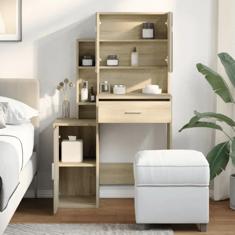 vidaXL Kaptafel met kastje 80x35x132 cm sonoma eikenkleurig, foto 3