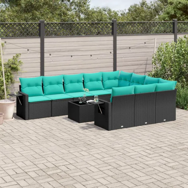 vidaXL 11-delige tuinbankset met kussens, zwart polyrotan, foto 2