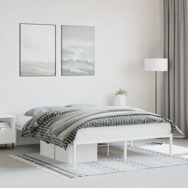 vidaXL Bedframe metaal wit 150x200 cm