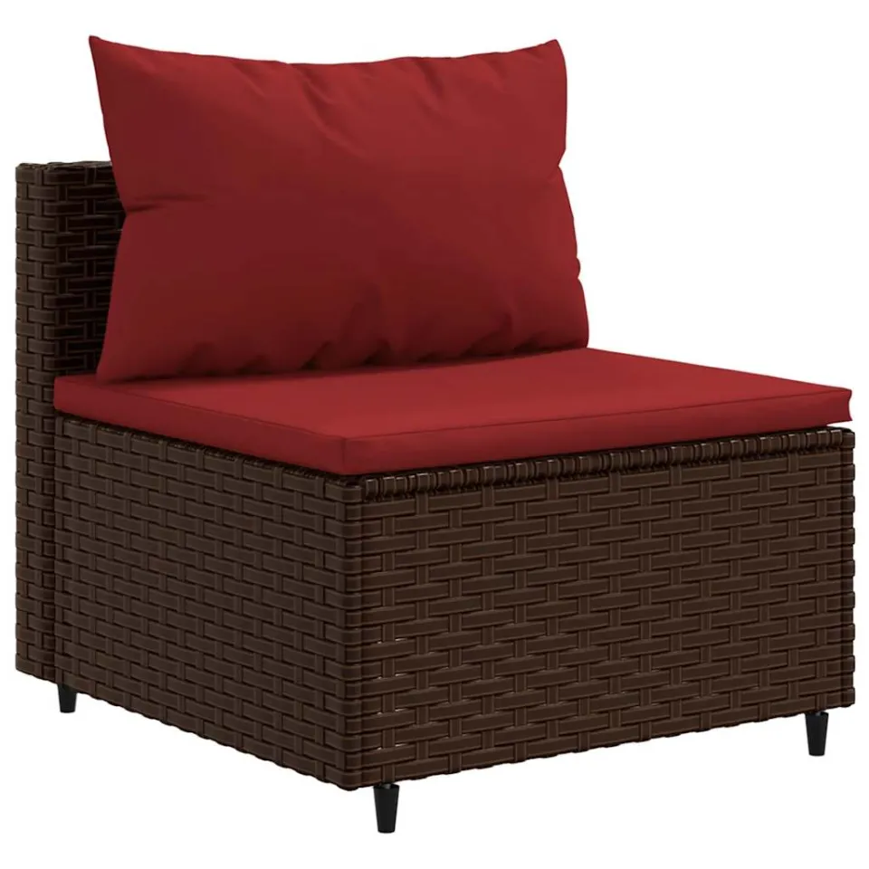 vidaXL 5-delige Loungeset met kussens poly rattan bruin, foto 3