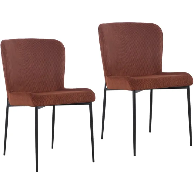 SVITA FREDDIE Eetkamerstoel - set van 2 koordbekleding metalen poten bruin