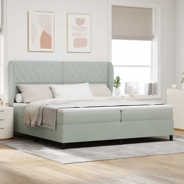 vidaXL Boxspringbed met hoofdeinde Lichtgrijs 200 x 200 cm Fluweel