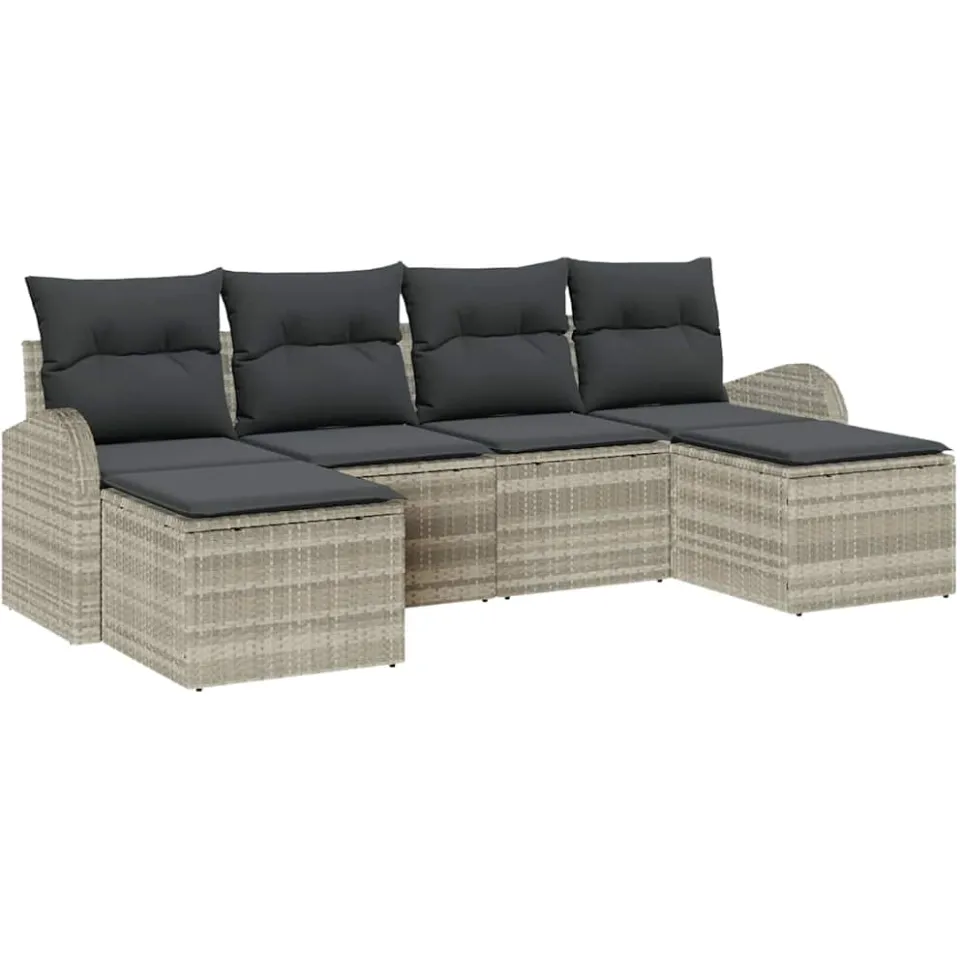 vidaXL Tuin Sofa Set 6 st Lichtgrijs [Synthetisch]: Poly Rattan