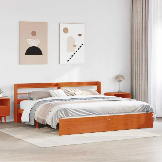 vidaXL Bedframe met plank Wasbruin 200 x 200 cm Massief Vurenhout