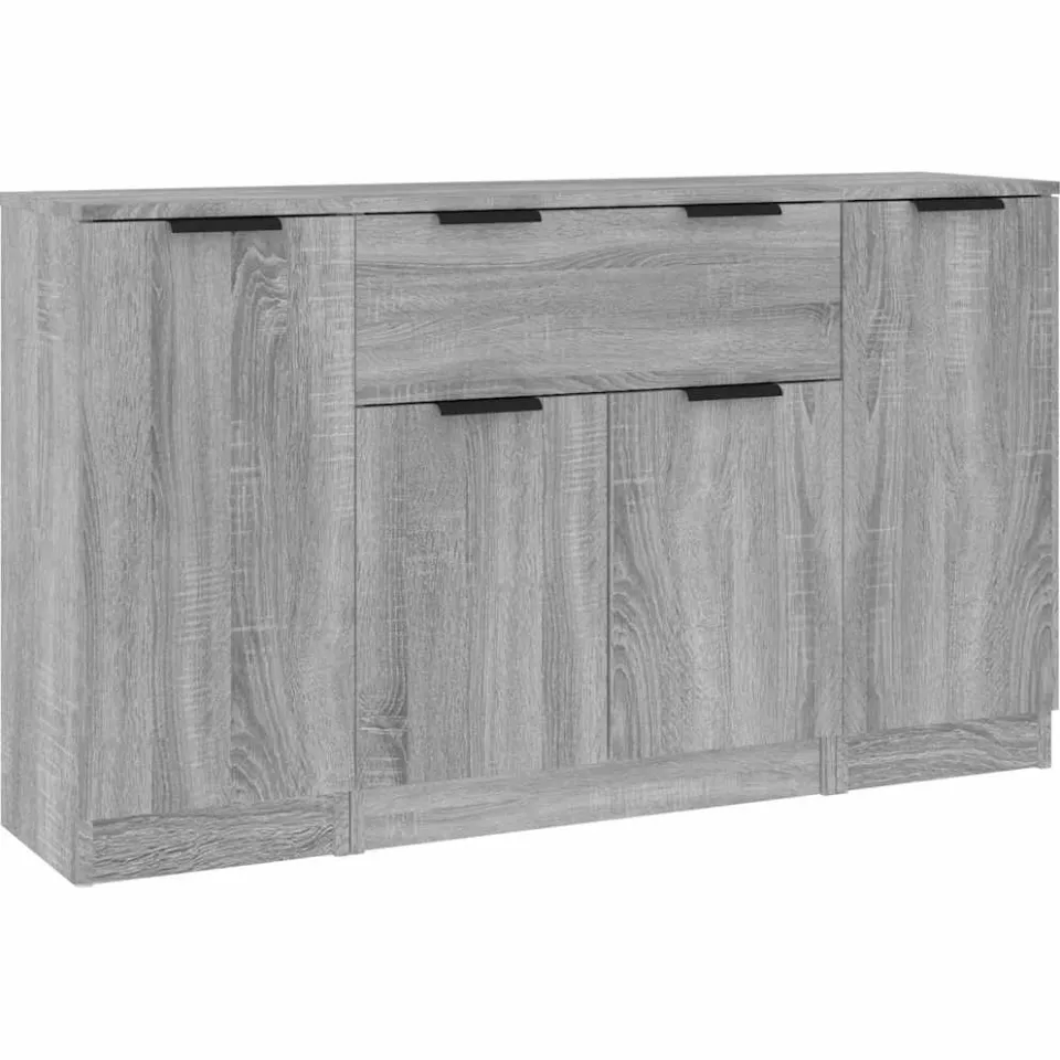 vidaXL Dressoirs 3 st bewerkt hout grijs sonoma eikenkleurig