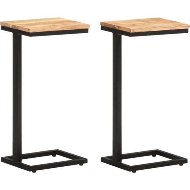vidaXL Bijzettafels - 2 - st - 31,5x24,5x64,5 - cm - massief - acaciahout Bruin