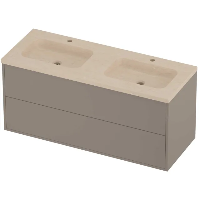 Proline Rollo Badmeubelset Hardsteen Elegant 2 Kraangaten 120x46x54 cm Sand Stone Clay Beige