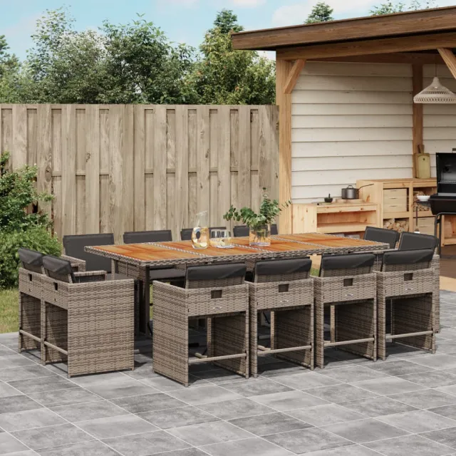 vidaXL 13-delige tuinset met kussens, grijs polyrotan