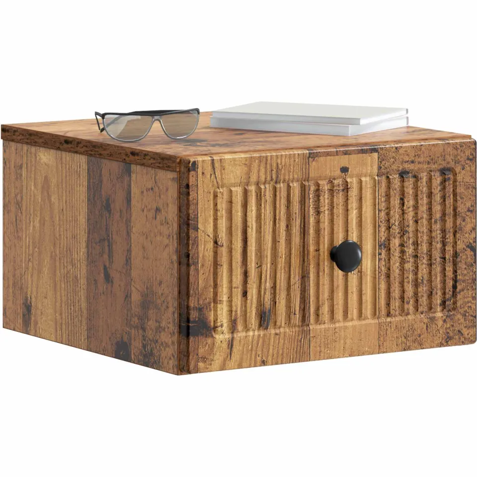 vidaXL Wandbeugel Bedkast 2 st Oud hout 33 x 34,5 x 20 cm Bewerkt hout Bruin