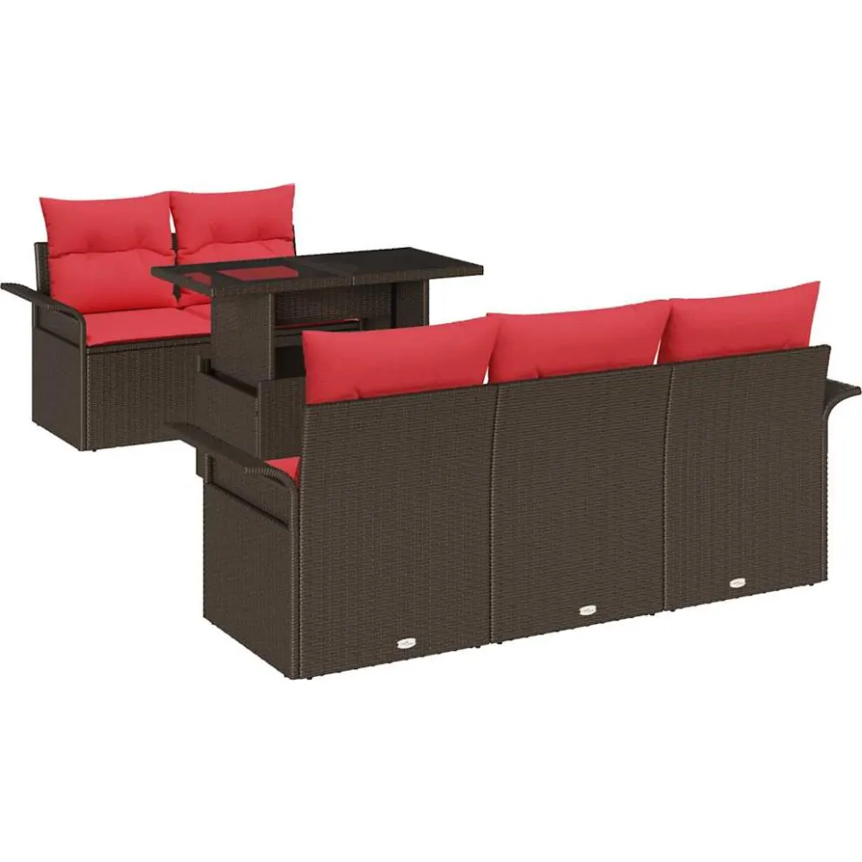 vidaXL Tuin Sofa Set 6 st 5-zits Bruin Polyrotan