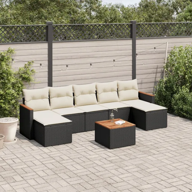 vidaXL 8-delige Loungeset met kussens poly rattan zwart, foto 2