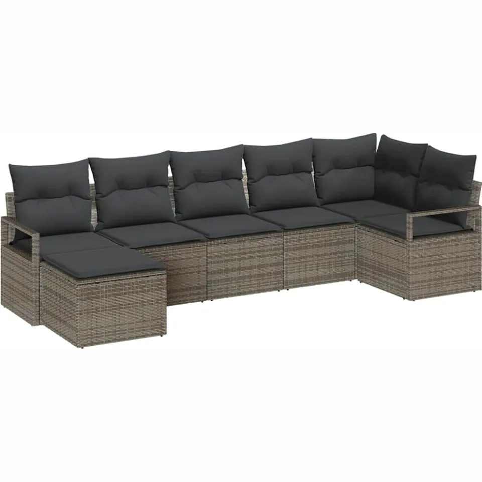 vidaXL Bankstel 7 st Grijs poly rattan