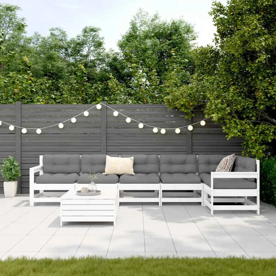 vidaXL 7-delige Loungeset massief grenenhout wit, foto 3