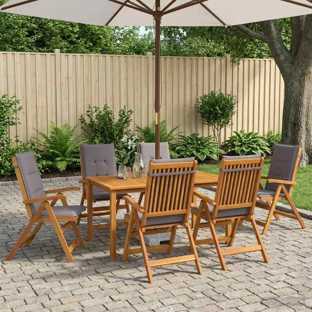 vidaXL Tuin eettafelset 6-zits Naturel Massief Acaciahout, foto 2