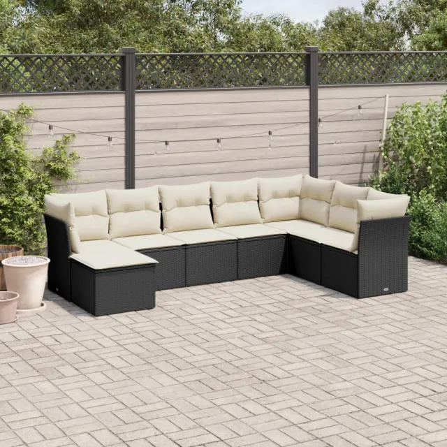 vidaXL 8-delige Loungeset met kussens poly rattan zwart, foto 2