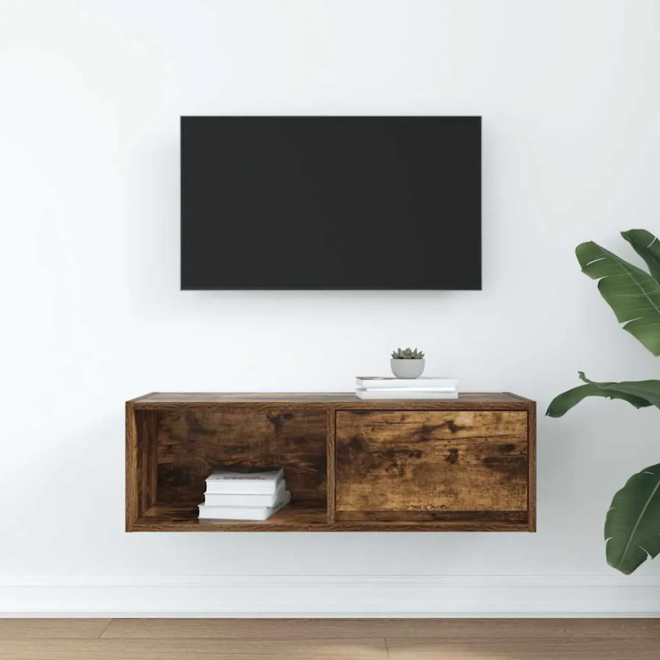 vidaXL Tv-meubel 80x31x25,5 cm bewerkt hout gerookt eikenkleurig, foto 3