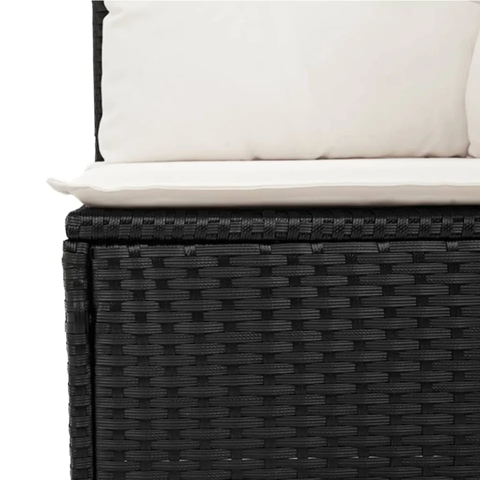 vidaXL 9-delige Loungeset met kussens poly rattan zwart, foto 4