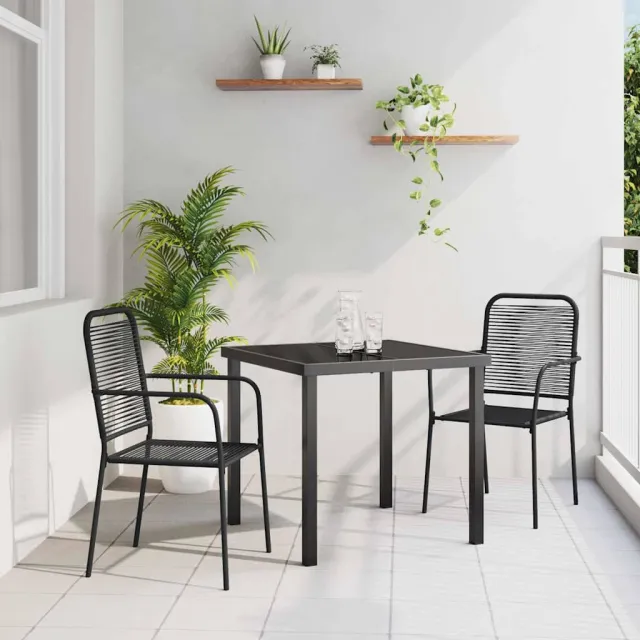 vidaXL Tuin eettafelset 3 st Zwart Gepoedercoat staal, foto 2