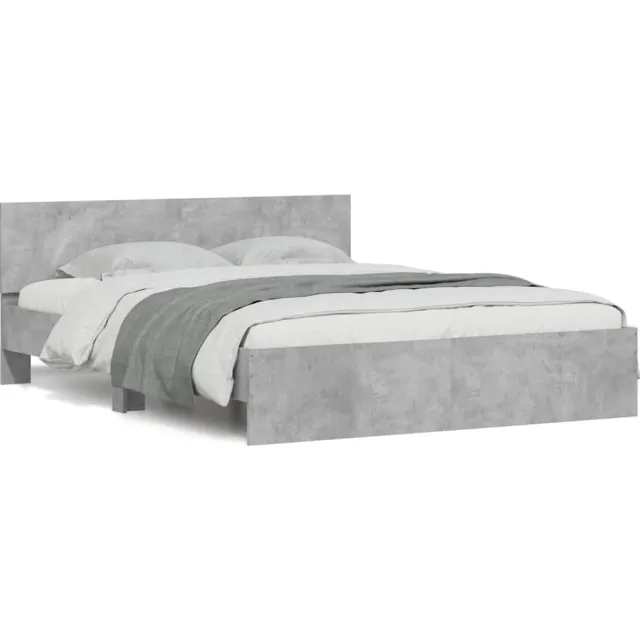vidaXL Bedframe met hoofdeinde en LED betongrijs 150x200 cm