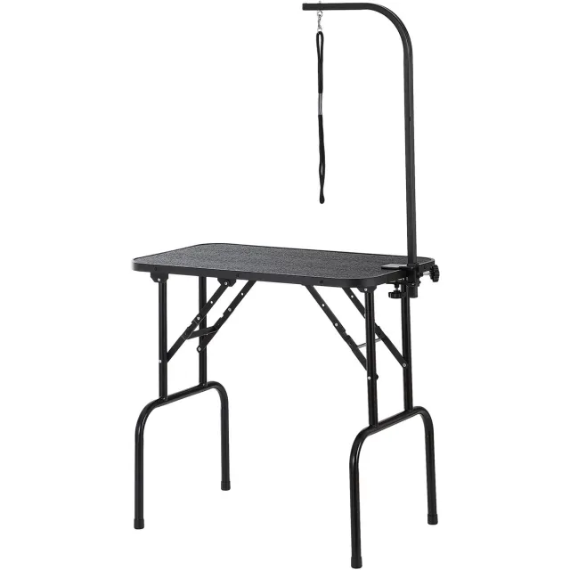 Vevor Verzorgingstafel 875x472x1533mm Scheertafel RVS Hondenverzorgingstafel 99,8kg Laadvermogen Kaptafel Hond Opvouwbare Dierenverzorgingstafel 807,7x459,7mm Bureaublad Ideaal voor het baden Trimmen Drogen Borstelen Zwart