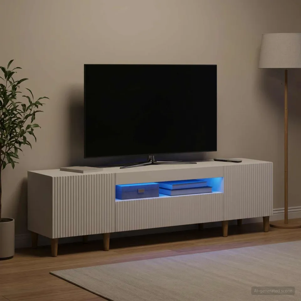 vidaXL LED tv-meubel ARNHEM 153 x 35 x 43 cm Wit Bewerkt hout, foto 4