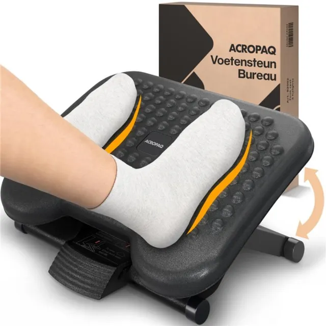 ACROPAQ Voetensteun bureau – Ergonomisch & verstelbaar voetenbankje – Anti-slip voor betere houding – Zwart