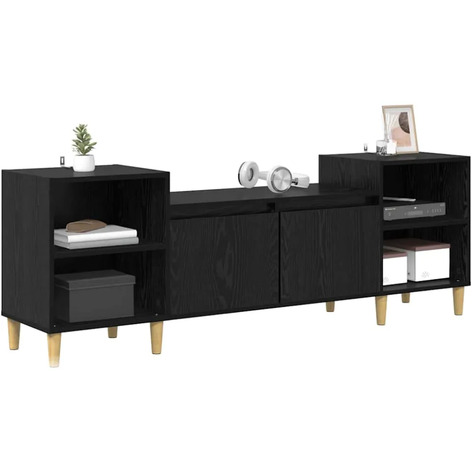 vidaXL TV-kast 160 x 35 x 55 cm Zwart Eiken Bewerkt hout