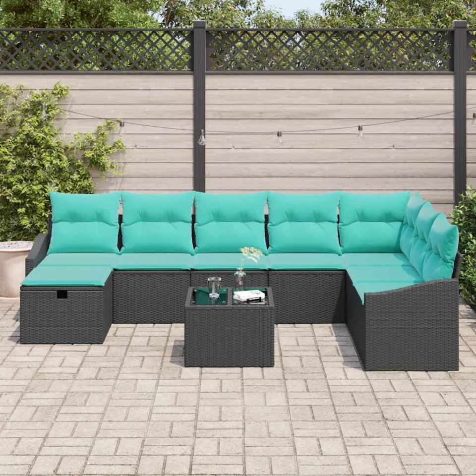 vidaXL Tuin Sofa Set 9 st poly rattan beige, foto 2