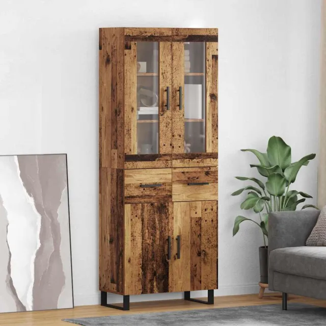 vidaXL Hoge kast 2 st Oud Hout 69,5 x 34 x 180 cm Bewerkt hout Bruin