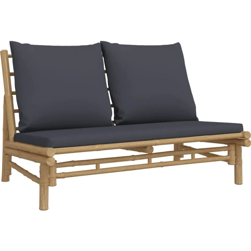 vidaXL 5-delige Loungeset met kussens bamboe donkergrijs bruin, foto 3