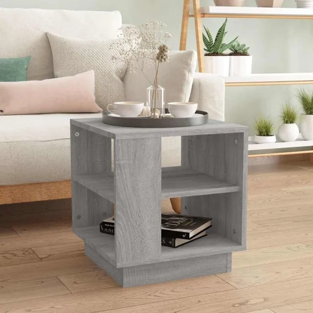 vidaXL Salontafel 40x40x43 cm bewerkt hout grijs sonoma eikenkleurig, foto 2