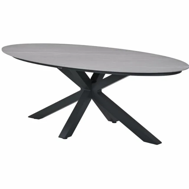 Garden Impressions Scotland tafel - 230x115 cm - carbon black - Centostone Napoli sand Grijs