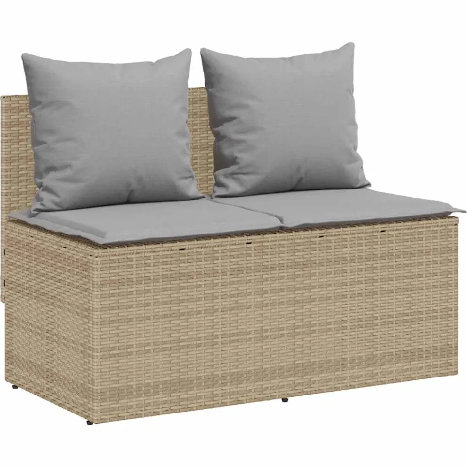 vidaXL 3-delige Tuinset met kussens poly rattan beige, foto 4