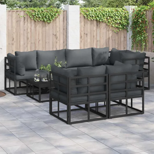 vidaXL Tuinbankenset 7 st Zwart Staal