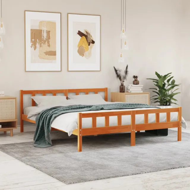 vidaXL Bedframe zonder matras massief grenenhout wasbruin 160x200 cm bruin