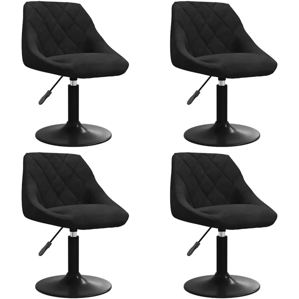 vidaXL Eetkamerstoelen draaibaar 4 st fluweel zwart, foto 3