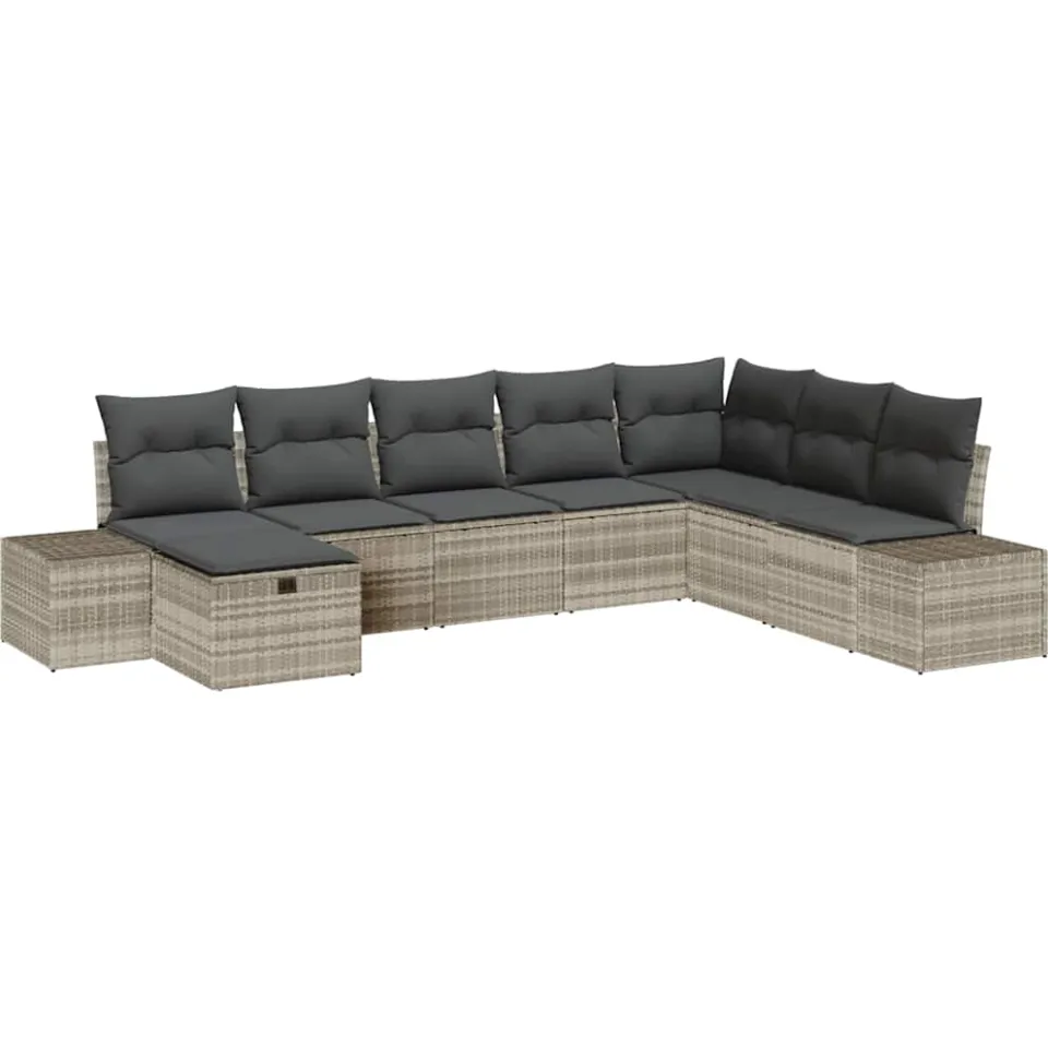 vidaXL Tuin Sofa Set 8 st Lichtgrijs poly rattan