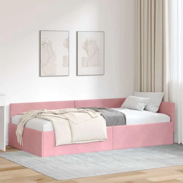 vidaXL Hoekbedframe Roze 80 x 200 cm fluweel