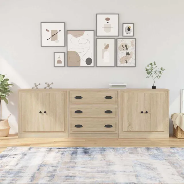 vidaXL Dressoirs 3 st bewerkt hout sonoma eiken, foto 2