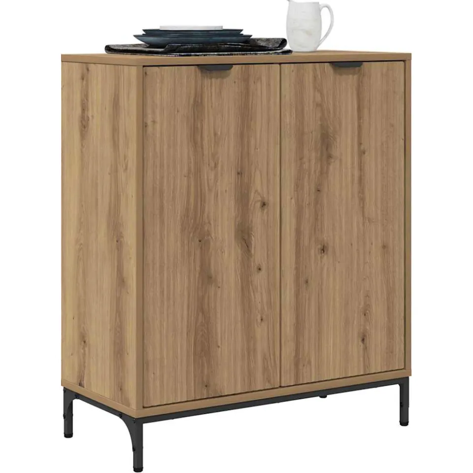 vidaXL Dressoir Artisan Eiken 69,5 x 33 x 82 cm Bewerkt hout Bruin
